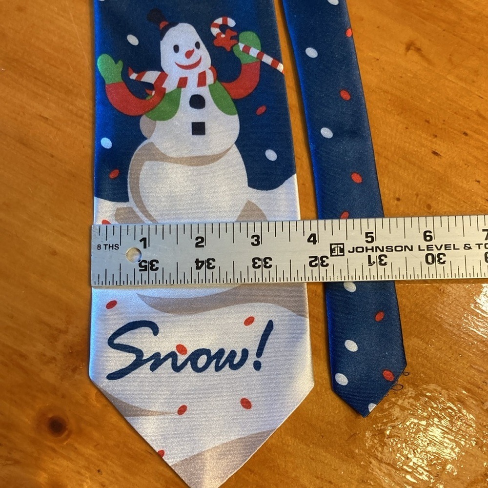 Mens Let It Snow Snowman‎ Christmas Holiday Festive Novelty Silk Necktie Tie 90s - Picture 5 of 11